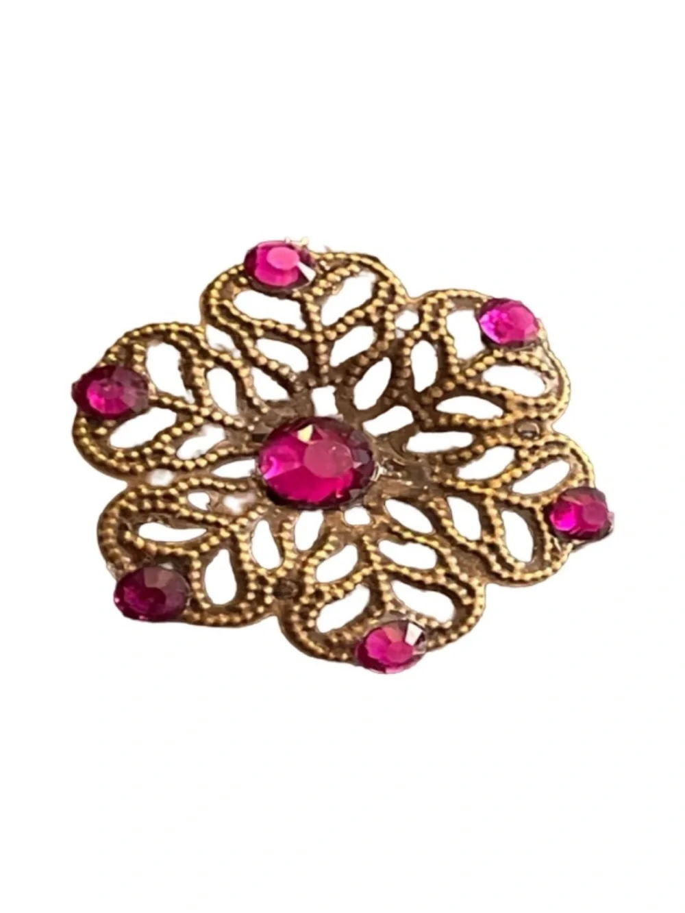 Vintage Style Gold-Tone Filigree Hair Clip Purple Crystal 2.0” FINAL PRICE DROP